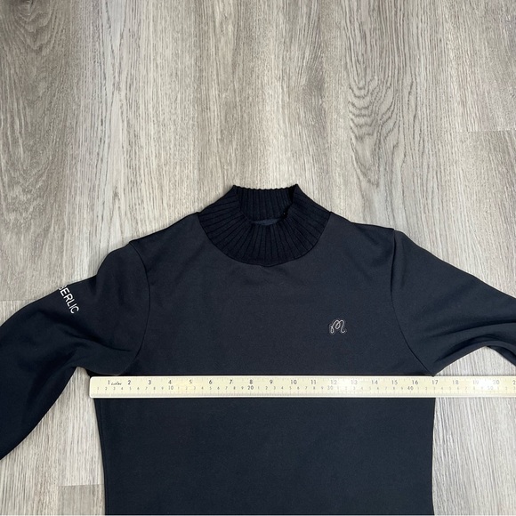 Malbon Golf Womens Small Black Mock Neck Long Sleeve Shirt Turtleneck Logo - Picture 7 of 10